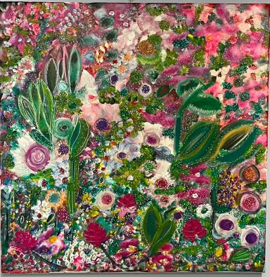 LOT 15. FLOWERS acrylic painting